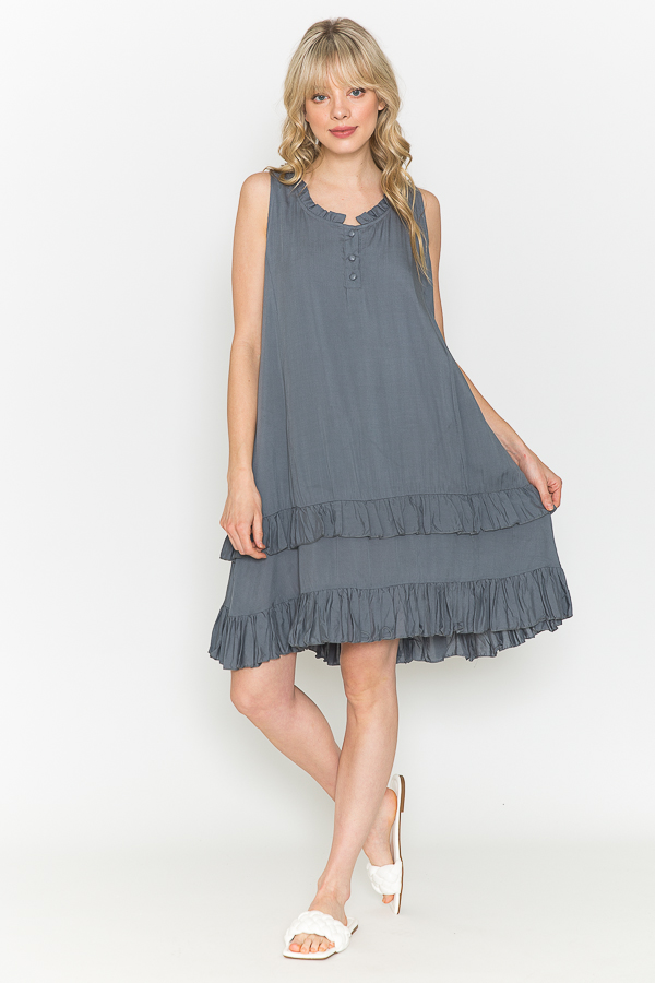 Copy of Ruffle Tank dress - Charcoal